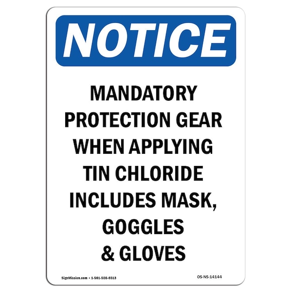 OSHA Sign, Mandatory Protection Gear, 5in X 3.5in, 10PK, 3.5" W, 5" H, Portrait, PK10